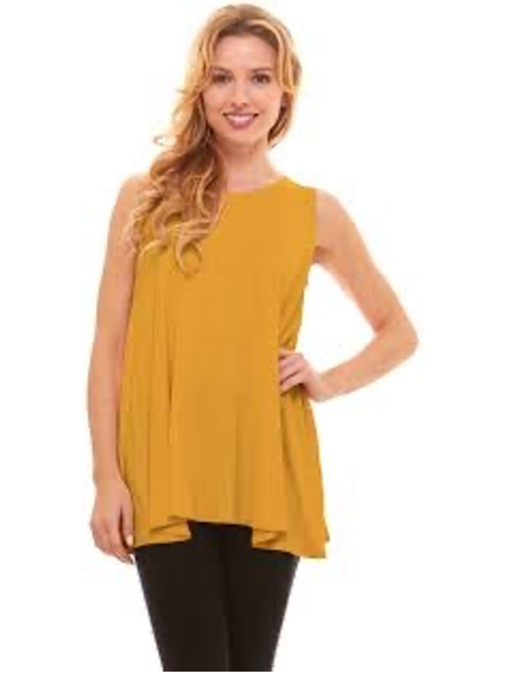 Joseph Ribkoff Mustard Sleeveless Swing Tank Top Plus Size 14 Career Relaxed